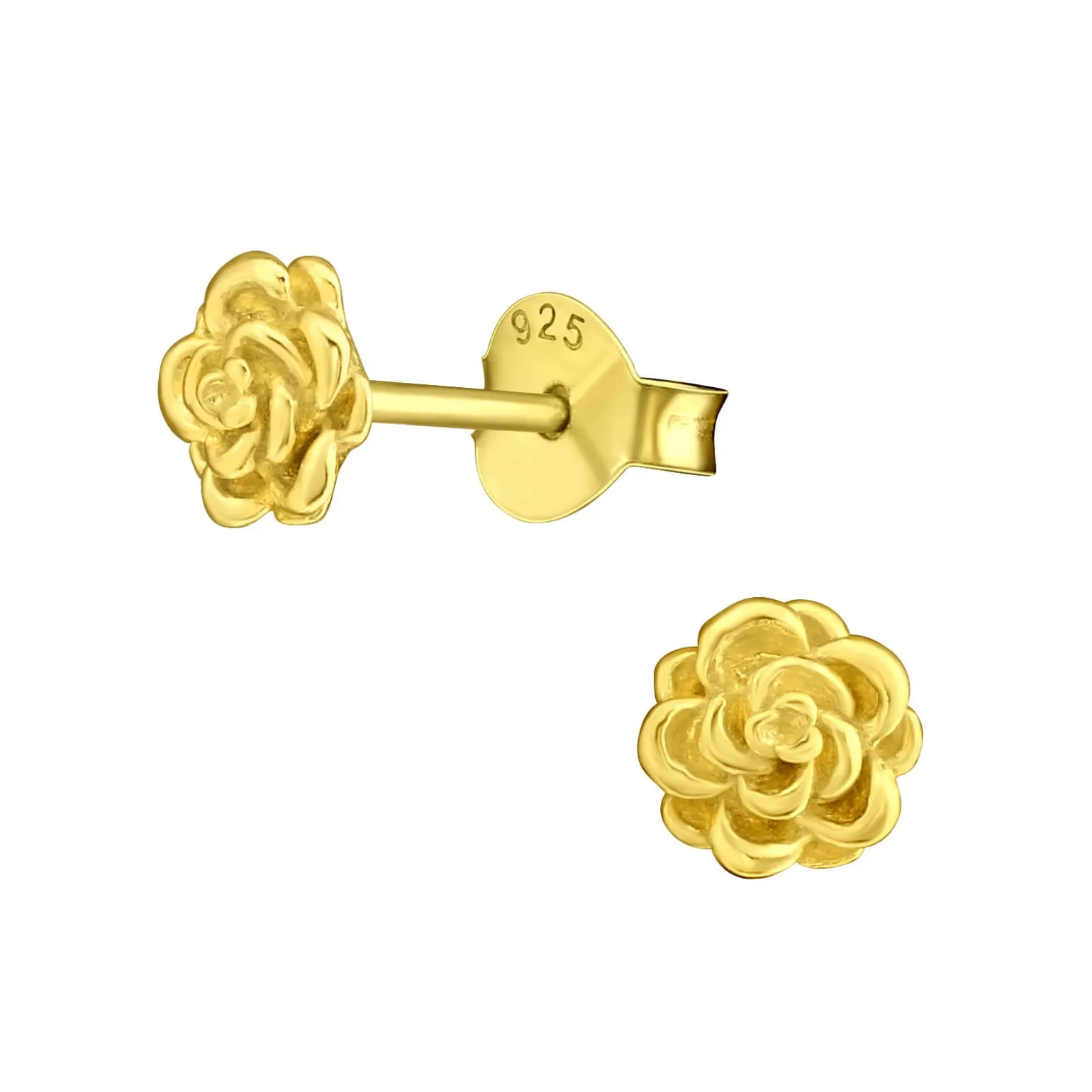 Gold plated oorstekers, roos