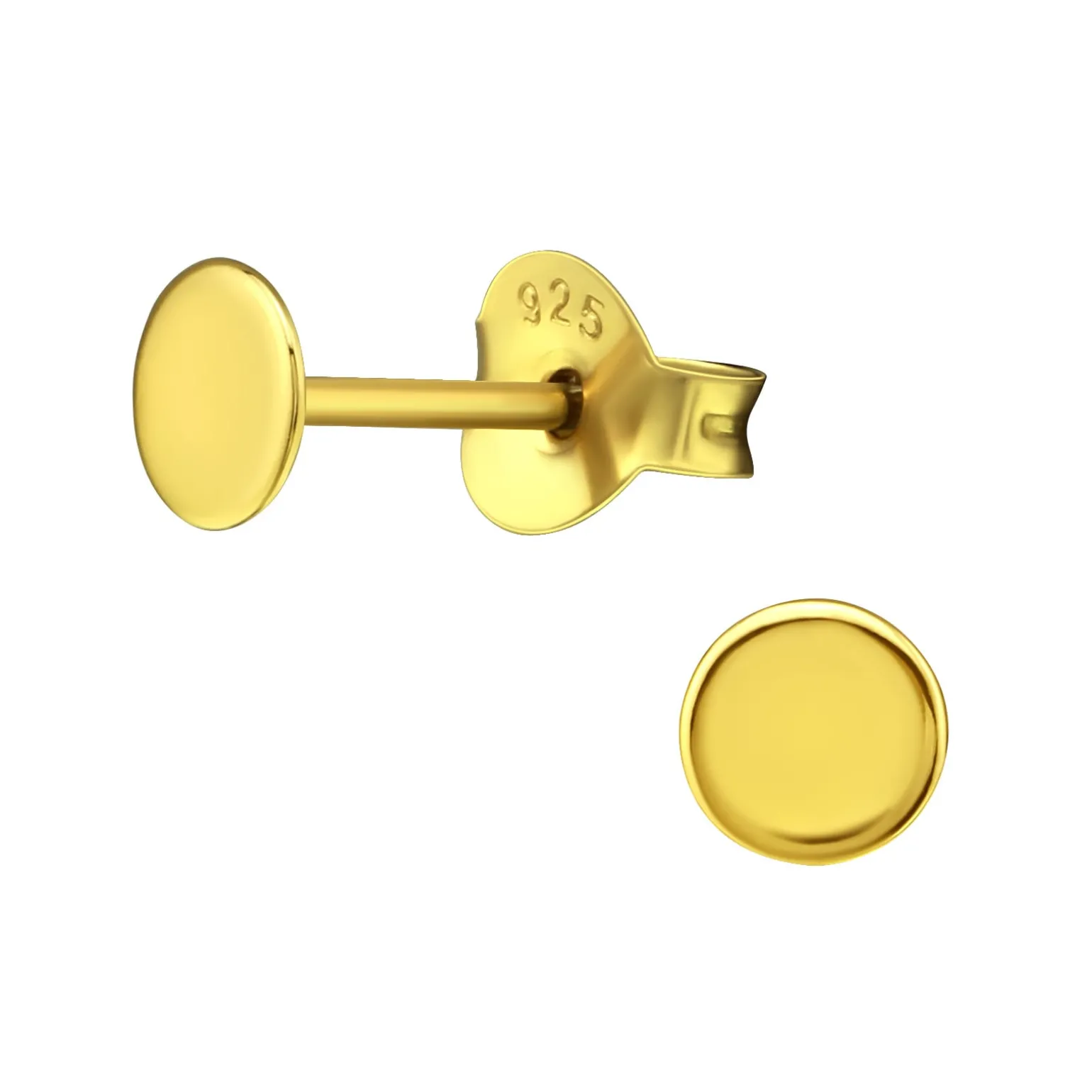 Gold plated oorstekers, schijfje