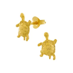 Gold plated oorstekers, schildpad
