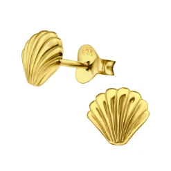 Gold plated oorstekers, schelp