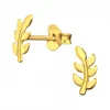 Gold plated oorstekers, takje met bladeren
