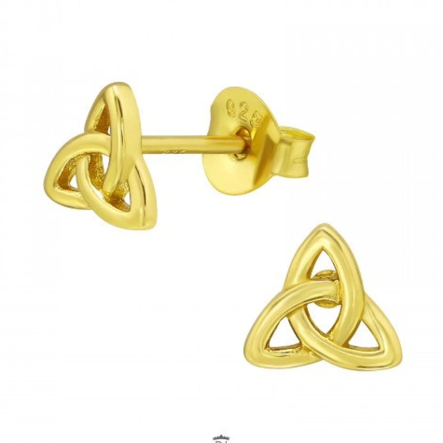Gold plated oorstekers, triquetra