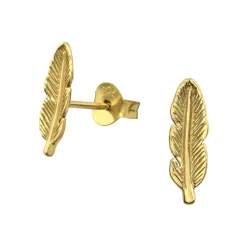 Gold plated oorstekers, veer