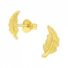 Gold plated oorstekers, veertje