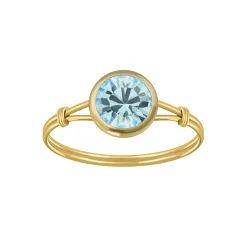 Gold plated ring met aqua kristal