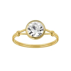 Gold plated ring met kleurloze kristal