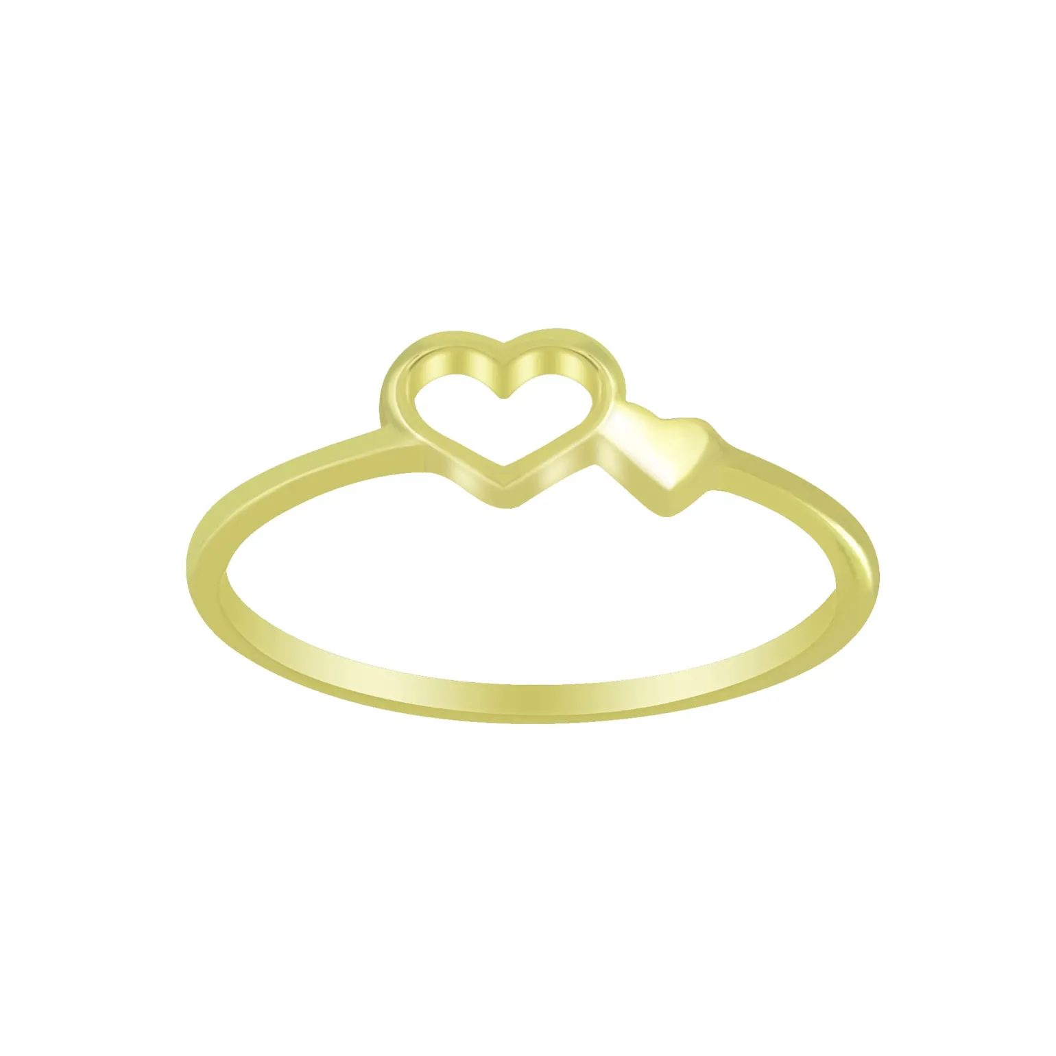 Gold plated ring, twee hartjes