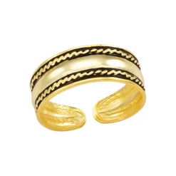 Gold plated teenring, brede band met geoxideerde details
