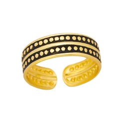 Gold plated teenring, geoxideerd met stippen