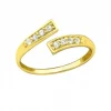 Gold plated teenring, opengewerkt met kristallen