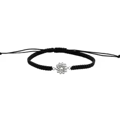 Katoenen armband met zilveren bloem of mandala