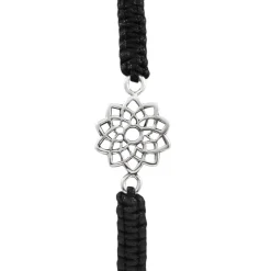 Katoenen armband met zilveren bloem of mandala