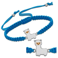 Katoenen armband, zilveren alpaca