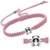 Katoenen armbandje, zilveren panda