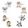 Kinderoorbellen, set van vier oorstekers van dieren, koala, panda, tijger en aap