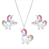 Kindersieraden, set ketting en oorstekers eenhoorn