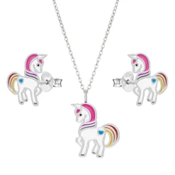 Kindersieraden, set ketting en oorstekers eenhoorn
