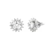 Rhodium plated bloem oorsteker met cubic zirkonia steentjes