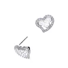 Rhodium plated hartvormige oorsteker met cubic zirkonia steentjes