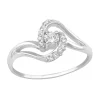 Rhodium plated ring met cubic zirconia stenen, draaivorm