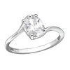 Rhodium plated ring met cubic zirkonia steen