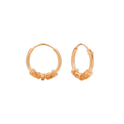 Rose gold plated Bali hoops, slinger en getwijnde spiralen