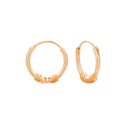 Rose gold plated Bali hoops, gladde en getwijnde spiraalvormen