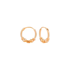Rose gold plated Bali hoops, bolletjes, slingers