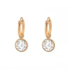Rose gold plated oorringen met hanger, kristal