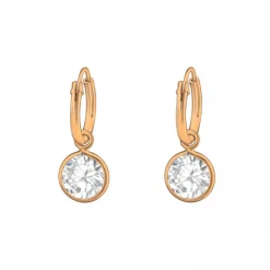 Rose gold plated oorringen met hanger, kristal