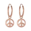 Rose gold plated oorringen met peace teken