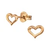 Rose gold plated oorstekers, hartje