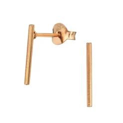 Rose plated gold oorsteker, staafje