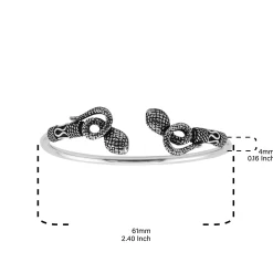 Zilveren armband, bangle in Bali stijl met spiralen en slangen