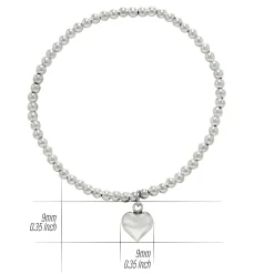 Zilveren armband, bolletjes met hanger, hart
