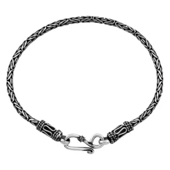 Zilveren armband, gevlochten patroon met bijzondere sluiting