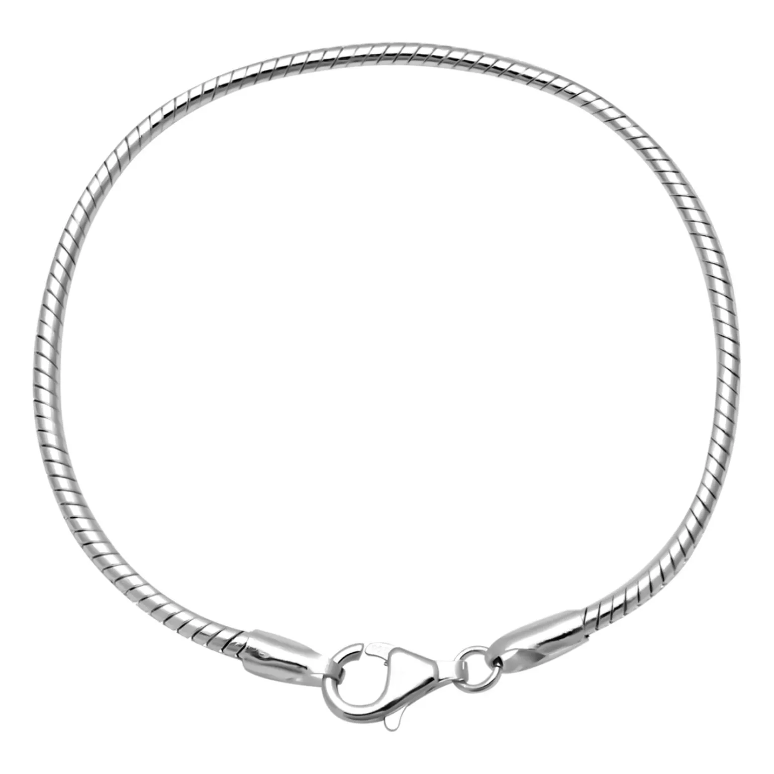 Zilveren armband, gladde band met licht gedraaid detail