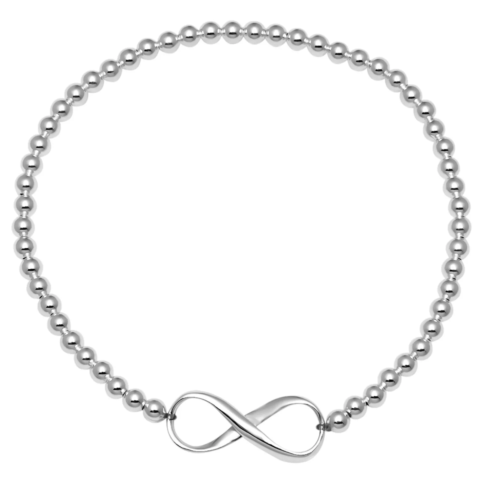 Zilveren armband met bolletjes en infinity teken