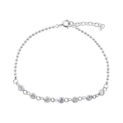 Zilveren armband met bolletjes en kristallen