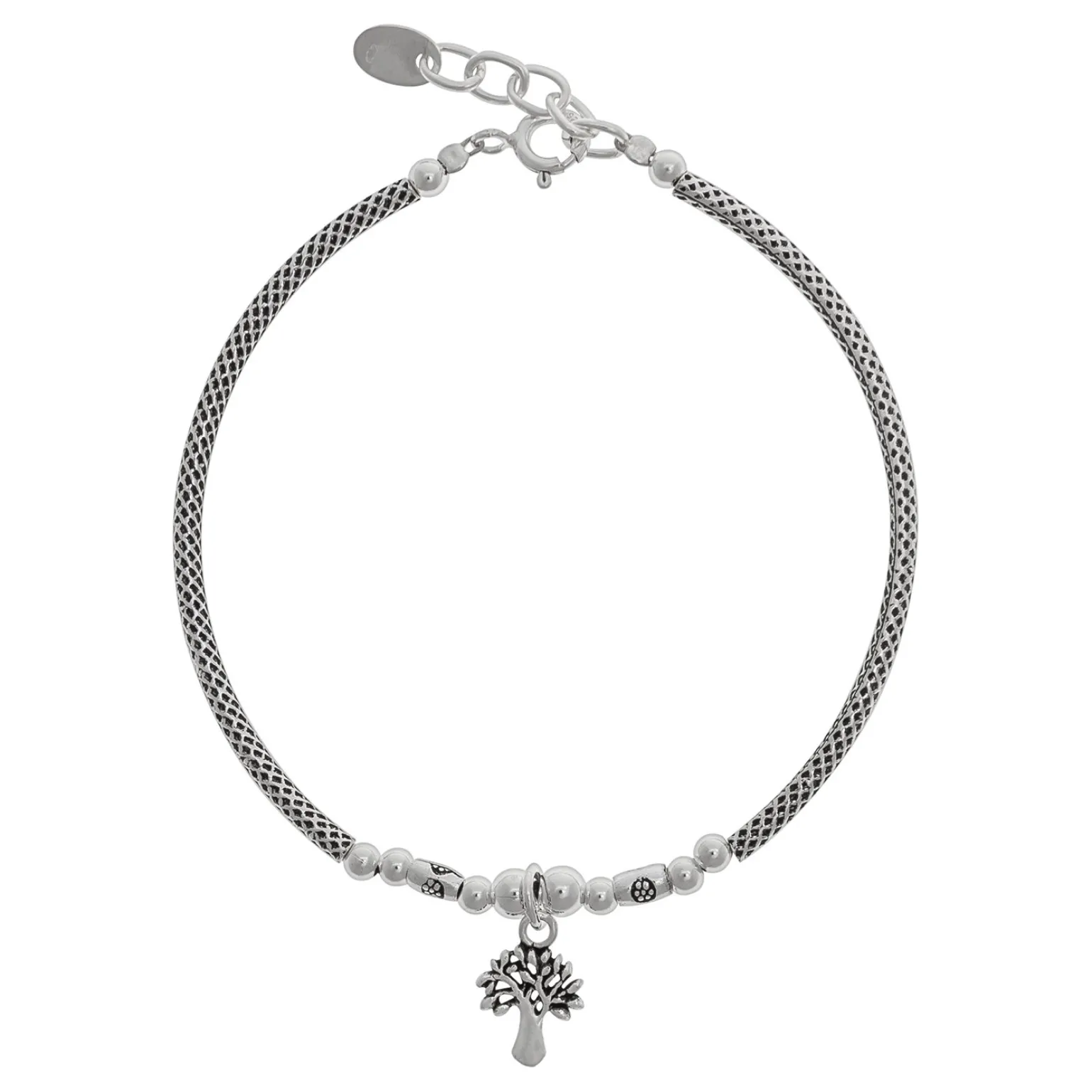 Zilveren armband met hanger, levensboom (tree of life)