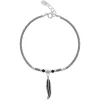 Zilveren armband met hanger, veer
