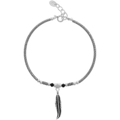 Zilveren armband met hanger, veer