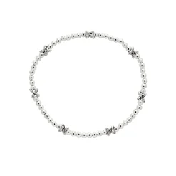 Zilveren armband met kraaltjes en bloempjes