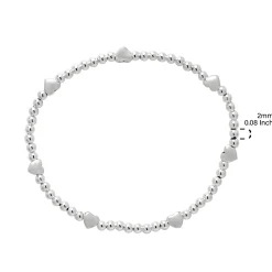 Zilveren armband met kraaltjes en gladde hartjes