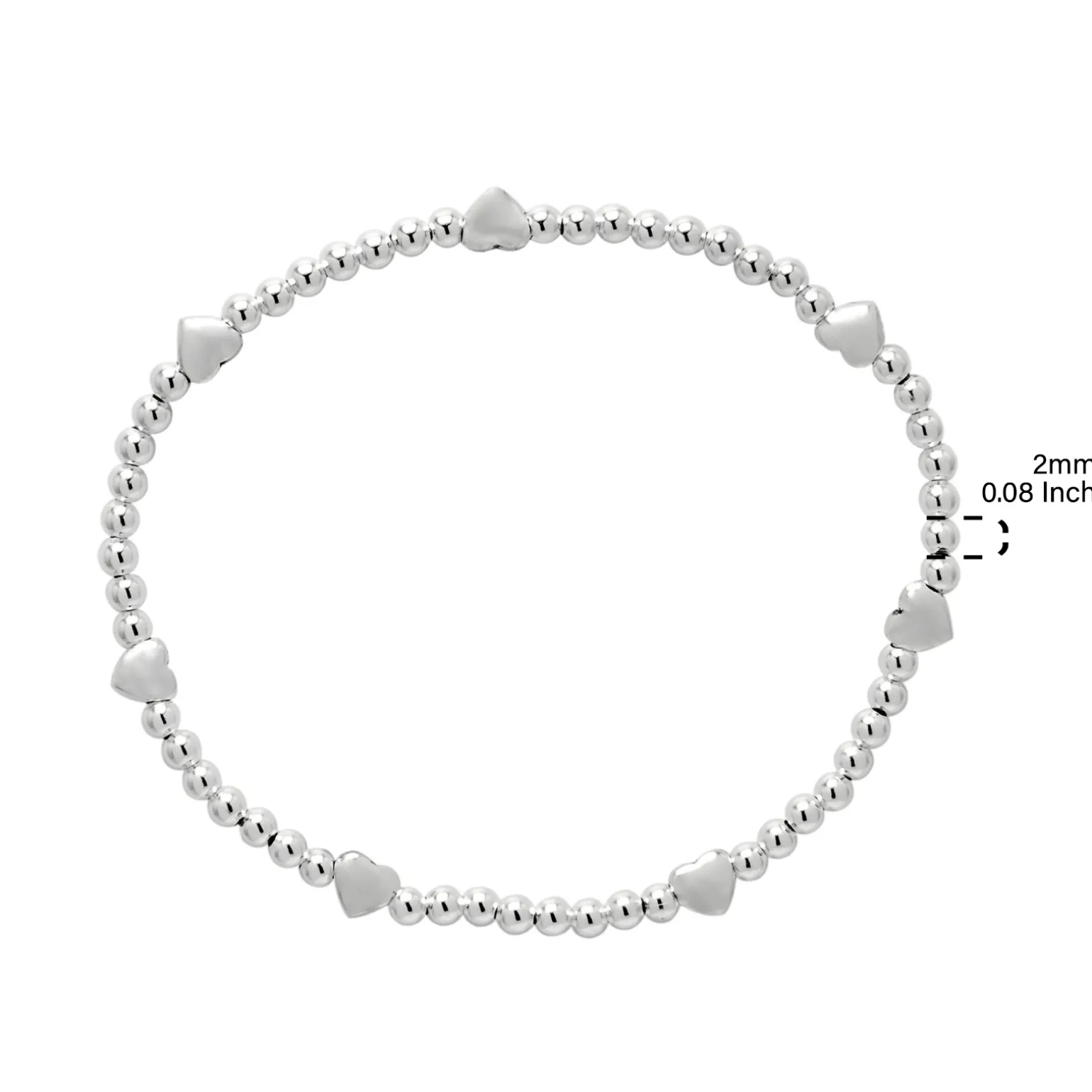 Zilveren armband met kraaltjes en gladde hartjes