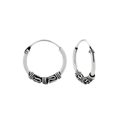 Zilveren Bali hoops, 14 mm