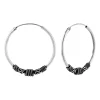 Zilveren Bali hoops, 30 mm, met geoxideerde gedraaide banden
