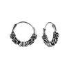 Zilveren Bali hoops, 12 mm met drie verschillende versieringen