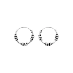 Zilveren Bali hoops 3 spiralen, 14 mm