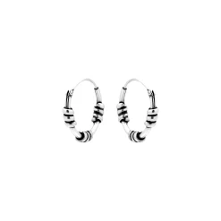 Zilveren Bali hoops 3 spiralen, 14 mm